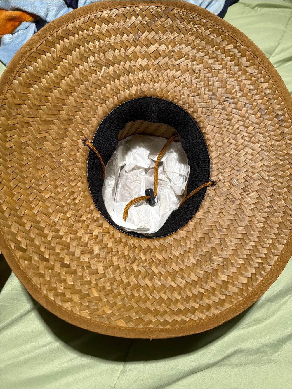Braided Straw Sun Hat with Chin Cord - Brown
